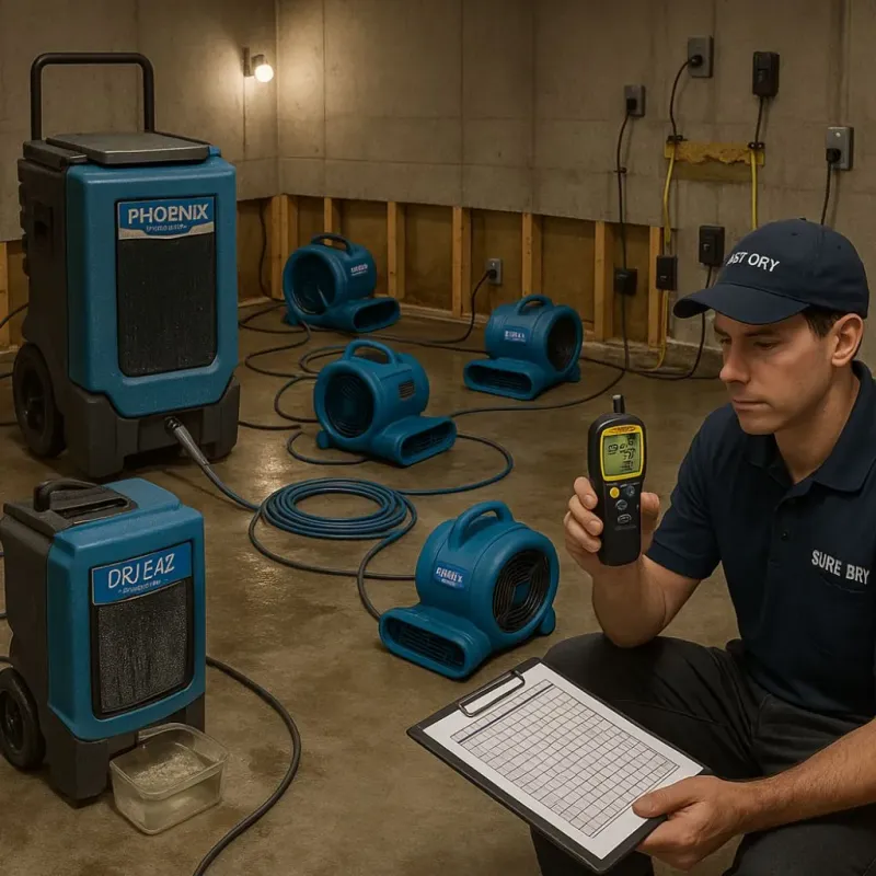 Structural Drying and Dehumidification process in Wortham, TX
